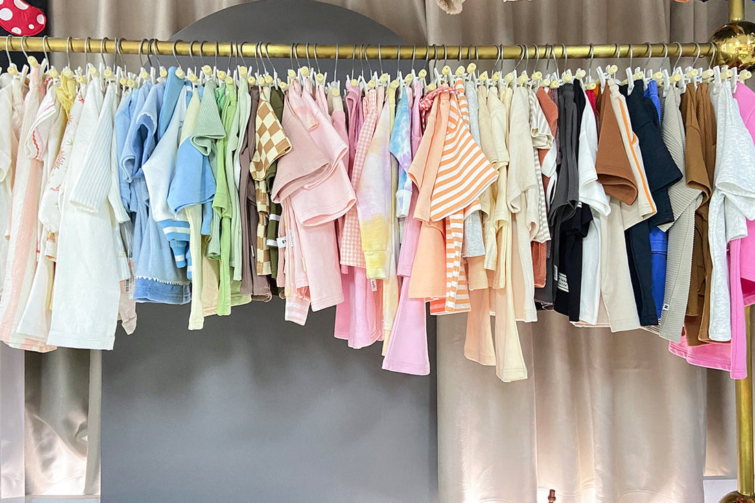 gender neutral kidswear sample collection in neutral tones