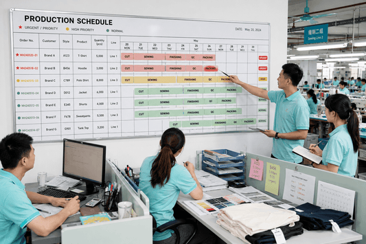 rush order priority scheduling in kidswear production