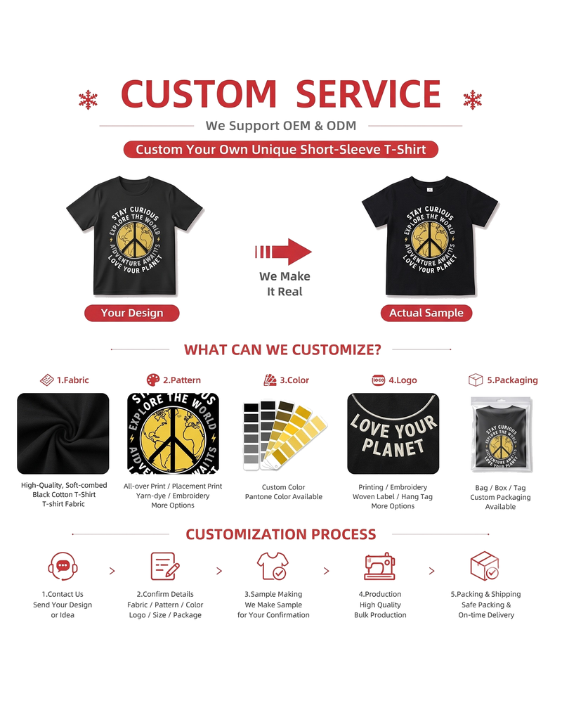 Customization options for boys Explore the World graphic T-shirt
