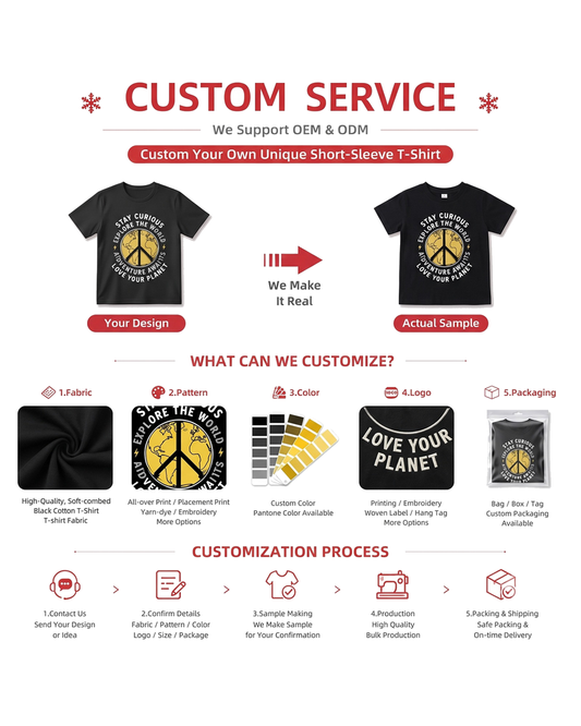 Customization options for boys Explore the World graphic T-shirt