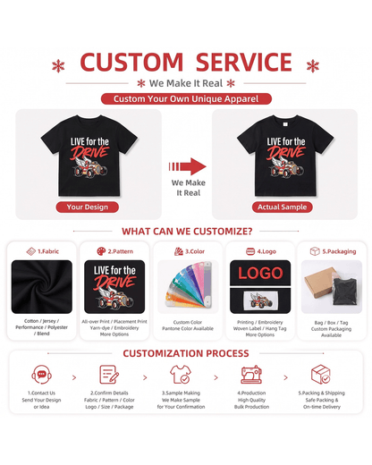 Customization options for boys Live for the Drive graphic T-shirt
