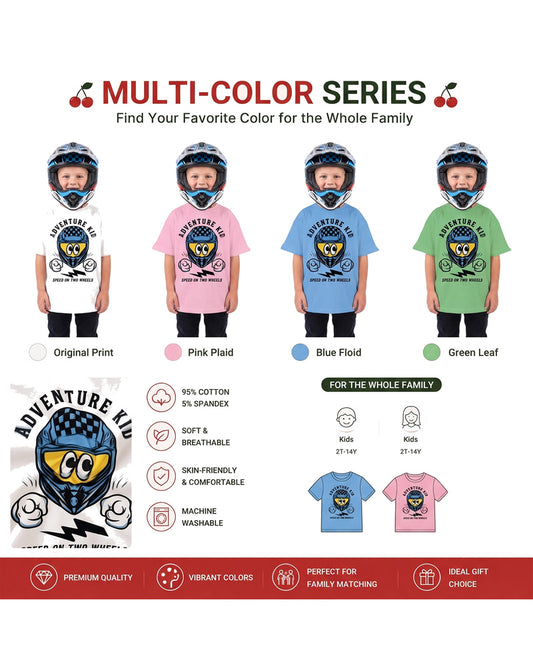 Boys White Adventure Kid Motorcycle Helmet Graphic T-Shirt