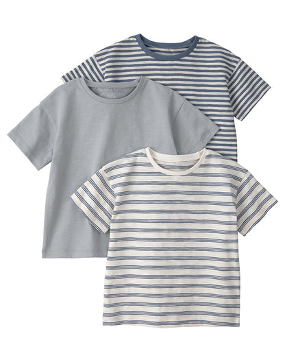 Gender neutral kids long sleeve tee 3-pack in grey cream and white - Alice Apparel