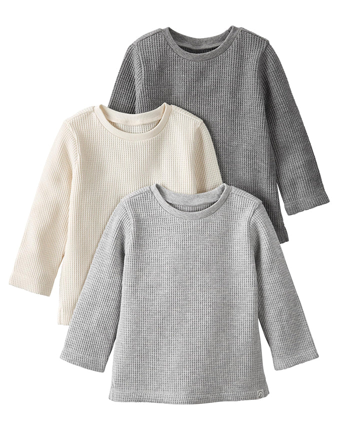 Kids short sleeve tee 3-pack in light blue and stripe - Alice Apparel