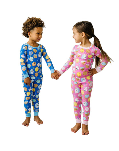 Sibling matching milk and cookies pajama set brother and sister holding hands - Alice Apparel