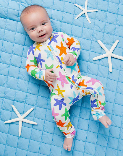 Children wearing matching bamboo viscose USA print outfits with footed zip sleepsuit - Alice Apparel
