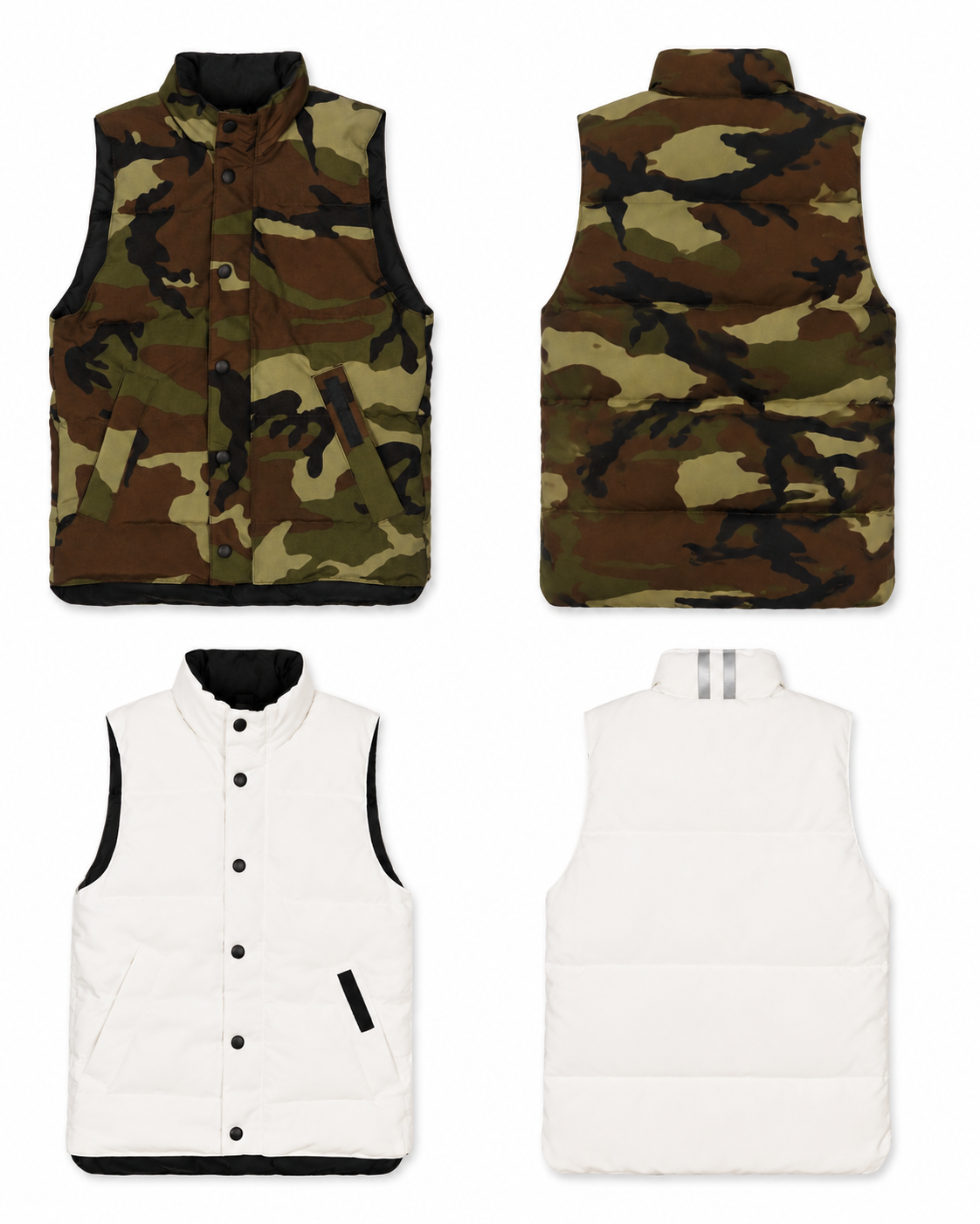 Two styles boys puffer vest front back view