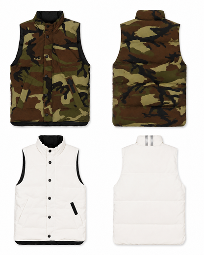 Two styles boys puffer vest front back view