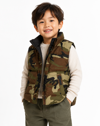 Camouflage kids padded vest for boys