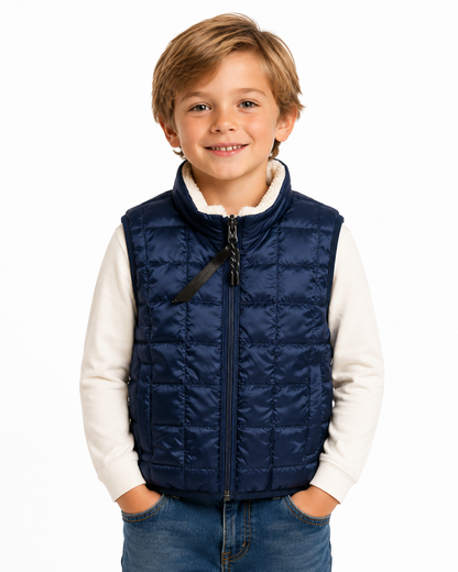 Navy quilted padded boys vest