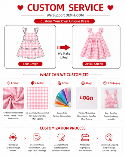 Customization options for sibling matching shirt and dress outfits