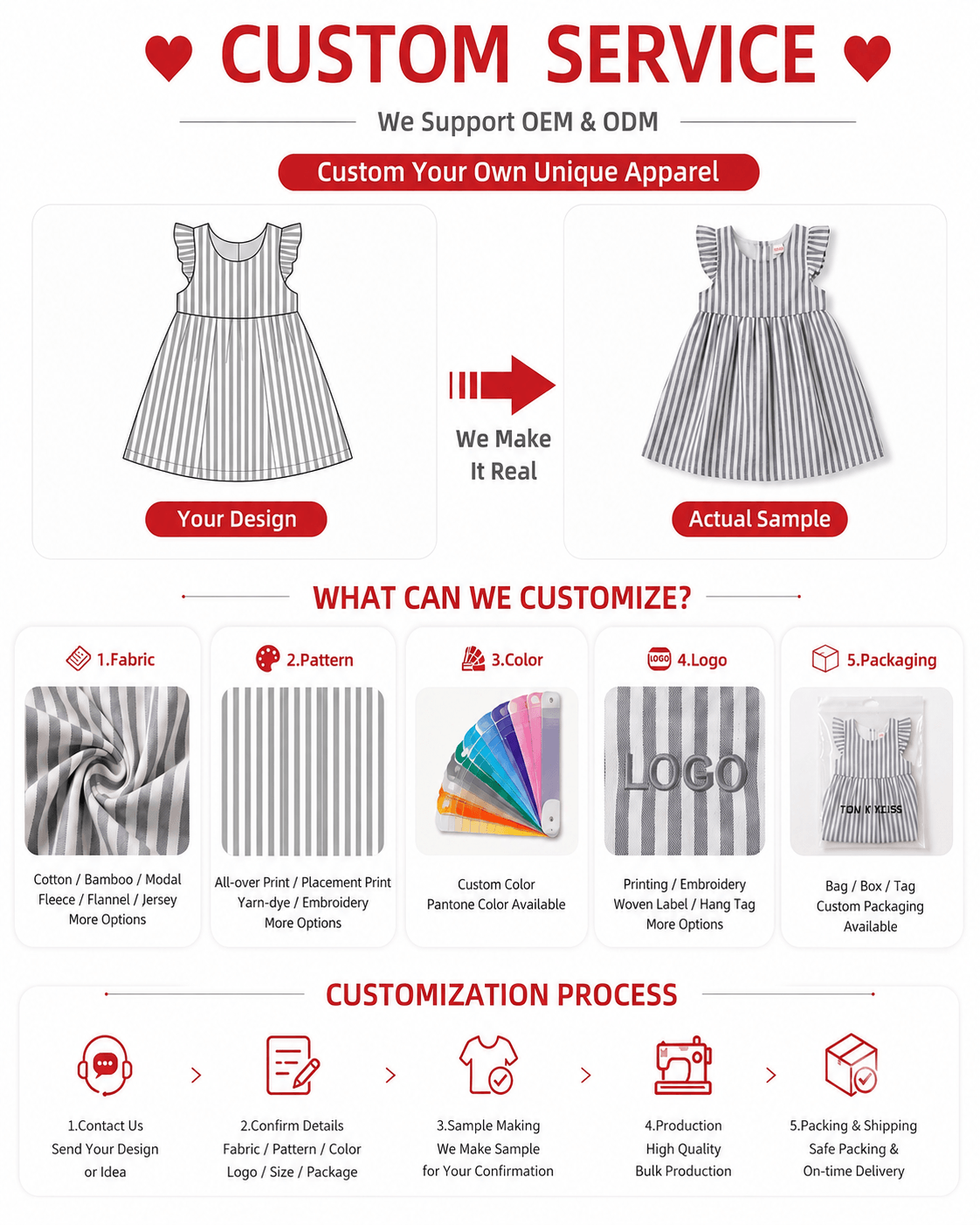Customization options for striped sibling matching kids outfits