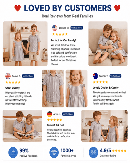 Customer presentation of striped sibling matching kids outfits