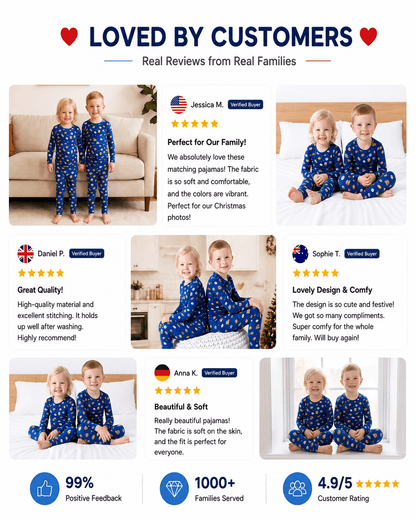 Customer presentation of sibling matching kids sleepwear
