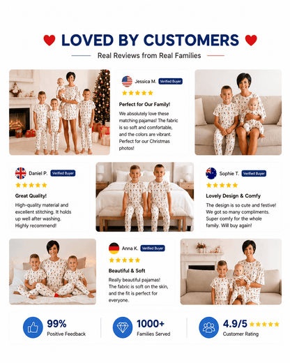 Customer presentation of cream matching family pajama collection