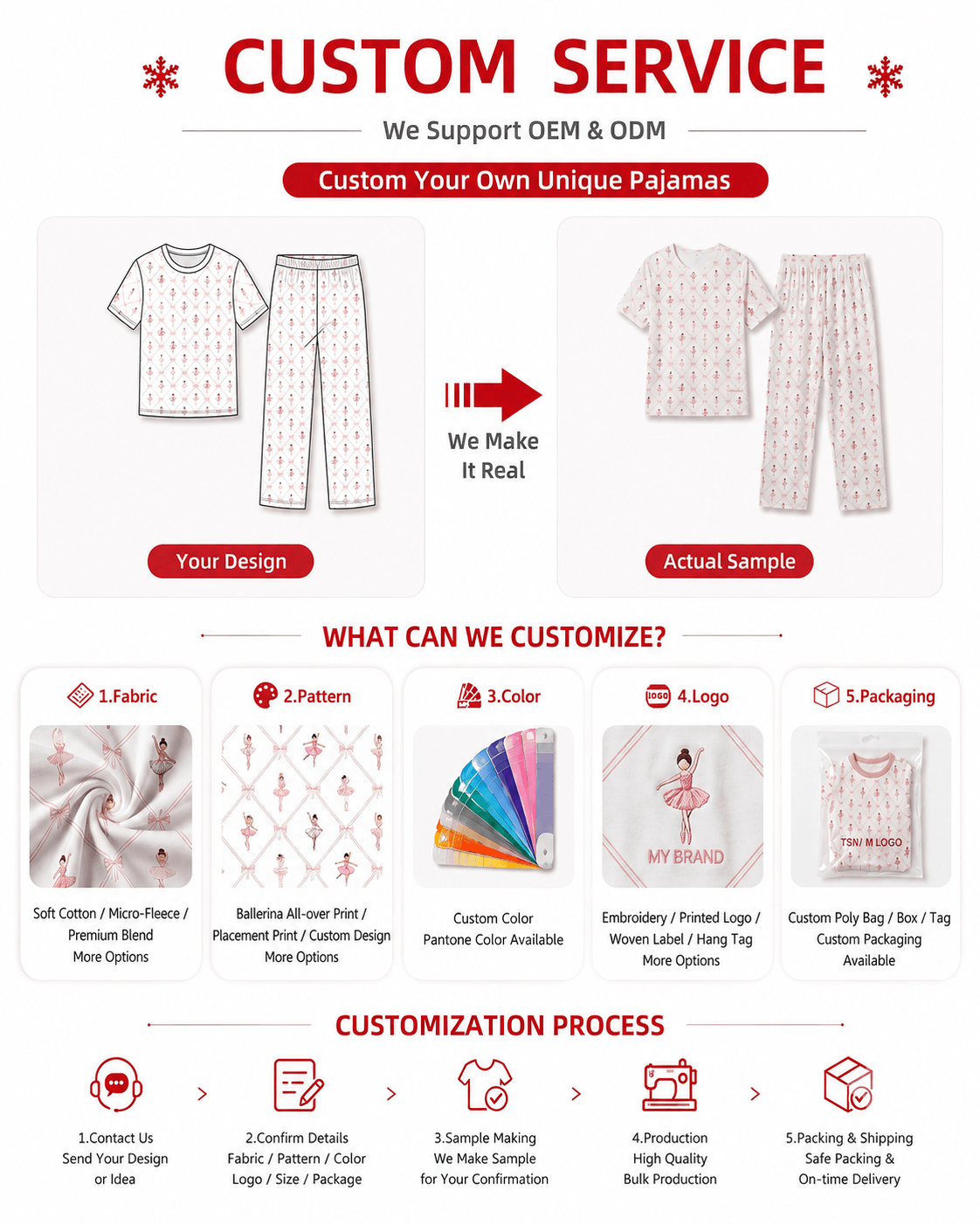 Customization options for ivory matching family pajama collection
