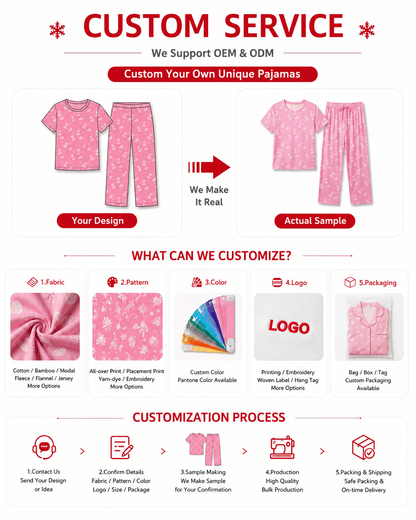 Matching family pajama customization and production options