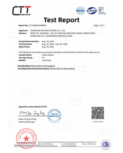 Example third-party children's product test report from MUHONG APPAREL