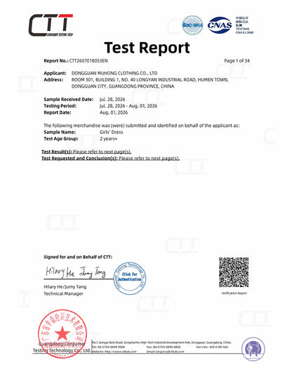 Third-party test report supporting children's apparel compliance