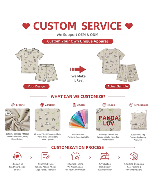 Customization options for sibling matching kids pajama sets