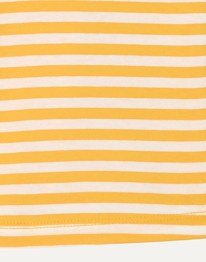 Yellow and white striped cotton fabric detail for kids T-shirt - Alice Apparel