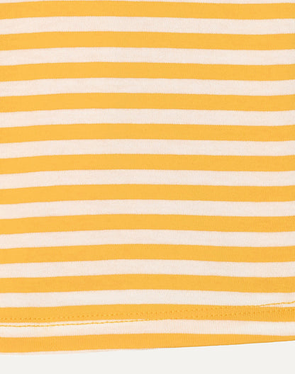 Yellow and white striped cotton fabric detail for kids T-shirt - Alice Apparel