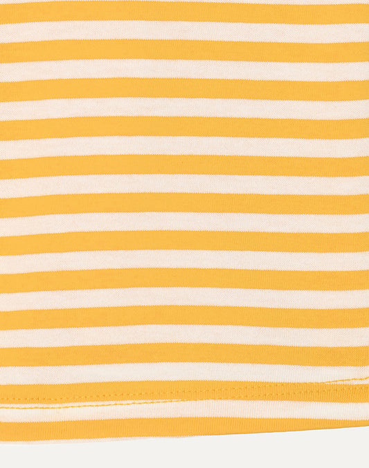 Yellow and white striped cotton fabric detail for kids T-shirt - MUHONG APPAREL