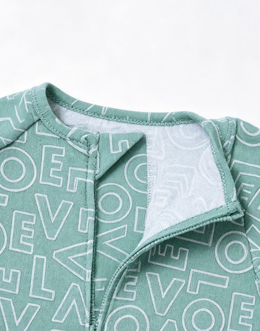 Bamboo baby romper zipper and neckline detail - MUHONG APPAREL