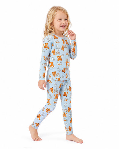 Kids long sleeve pajama set front and full body view