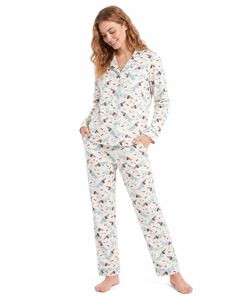 Custom women's long sleeve printed pajama set sleepwear