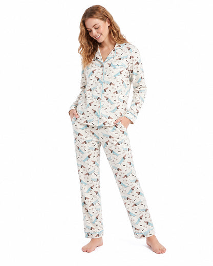 Custom women's long sleeve printed pajama set sleepwear