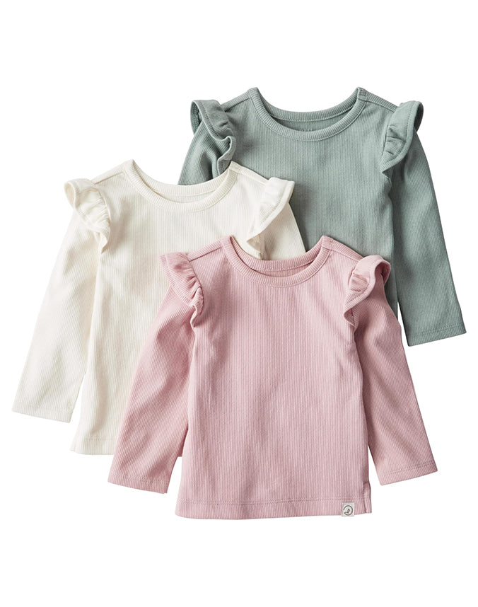 Kids short sleeve tee 3-pack in pink white and dusty blue - Alice Apparel