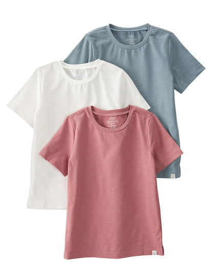 Kids short sleeve tee 3-pack in white sage and grey - Alice Apparel