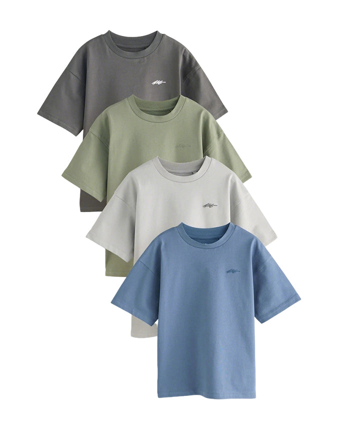 Gender neutral kids cotton T-shirt set in grey green beige and light blue - Alice Apparel
