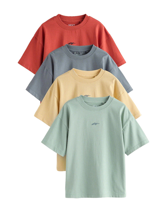 Gender neutral kids cotton T-shirt set in red grey yellow and green - Alice Apparel