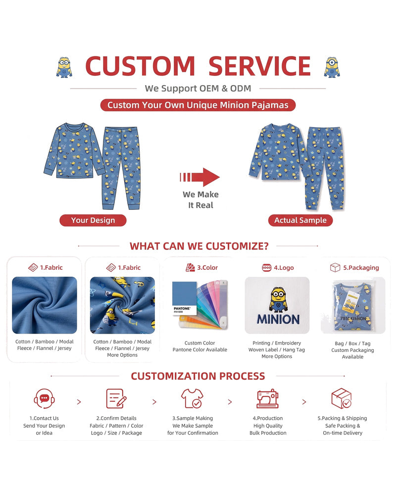 Customization options for printed sibling matching kids pajamas