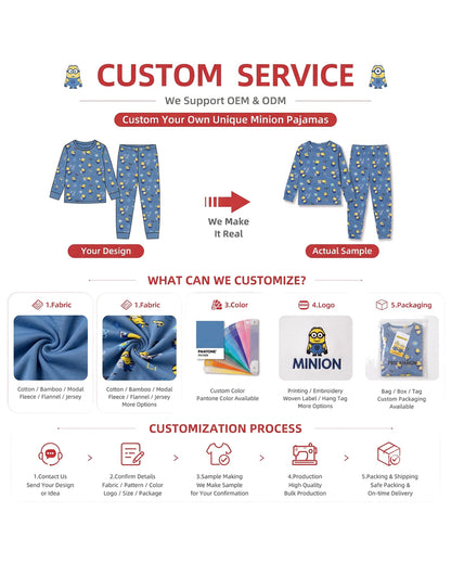 Customization options for printed sibling matching kids pajamas