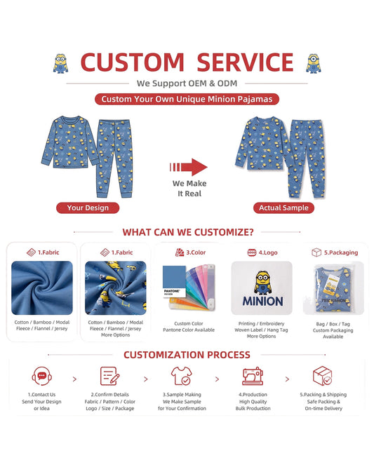 Customization options for printed sibling matching kids pajamas