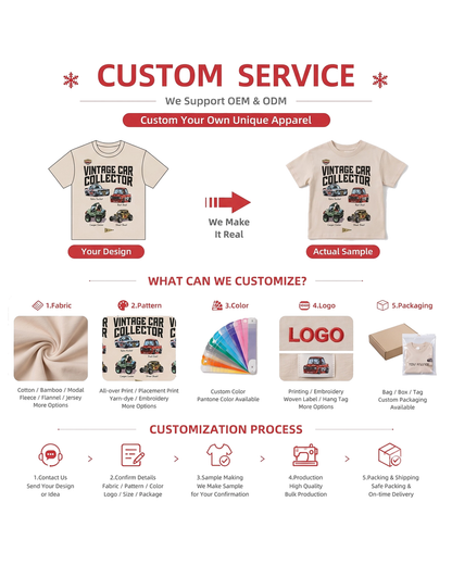 Customization options for boys Vintage Car Collector graphic T-shirt