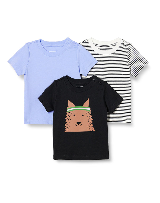 Blue 3-pack kids T-shirt set navy grey and light blue - Alice Apparel