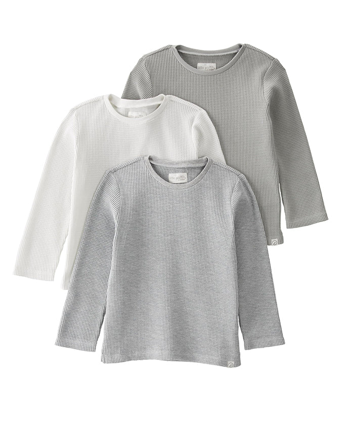 Kids short sleeve pocket tee 3-pack in navy stripe grey and sage - Alice Apparel