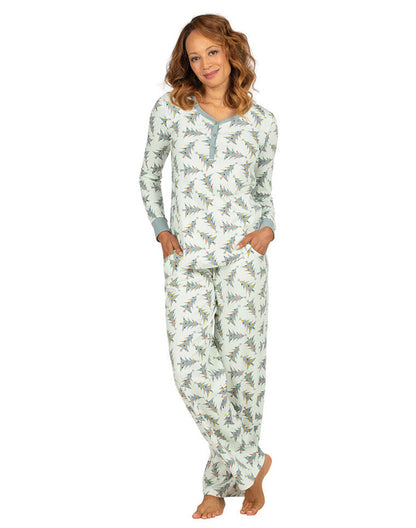 Women's matching tree print long sleeve pajama set - Alice Apparel