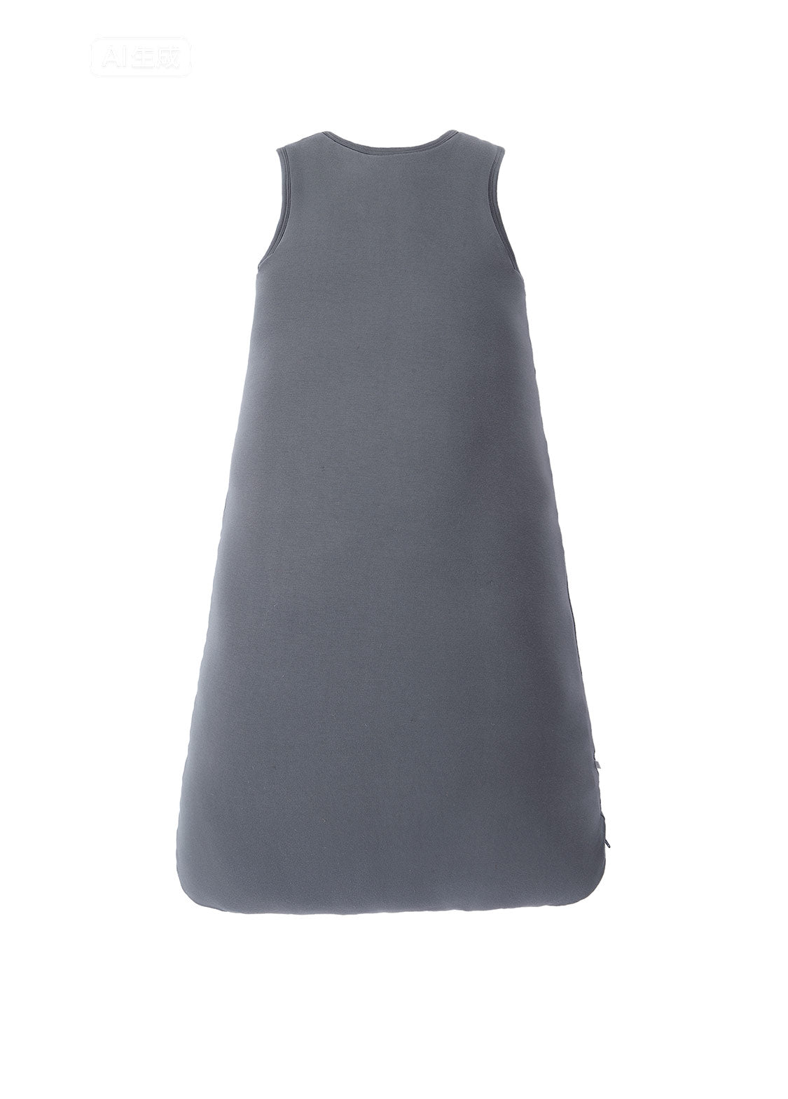 Gray sleeveless baby cotton sleep sack with a roomy A-line silhouette