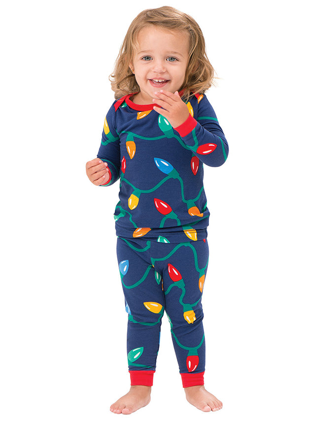Infants matching Christmas lights cotton pajama set - Alice Apparel