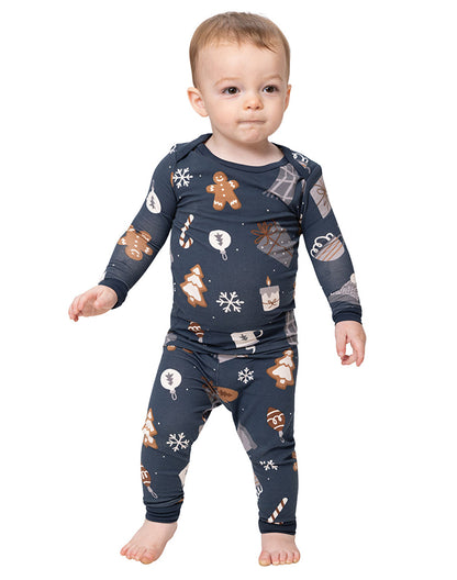 Infants matching gingerbread print cotton pajama set - Alice Apparel
