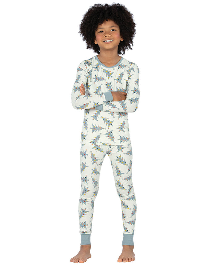 Kids matching tree print cotton pajama set - Alice Apparel