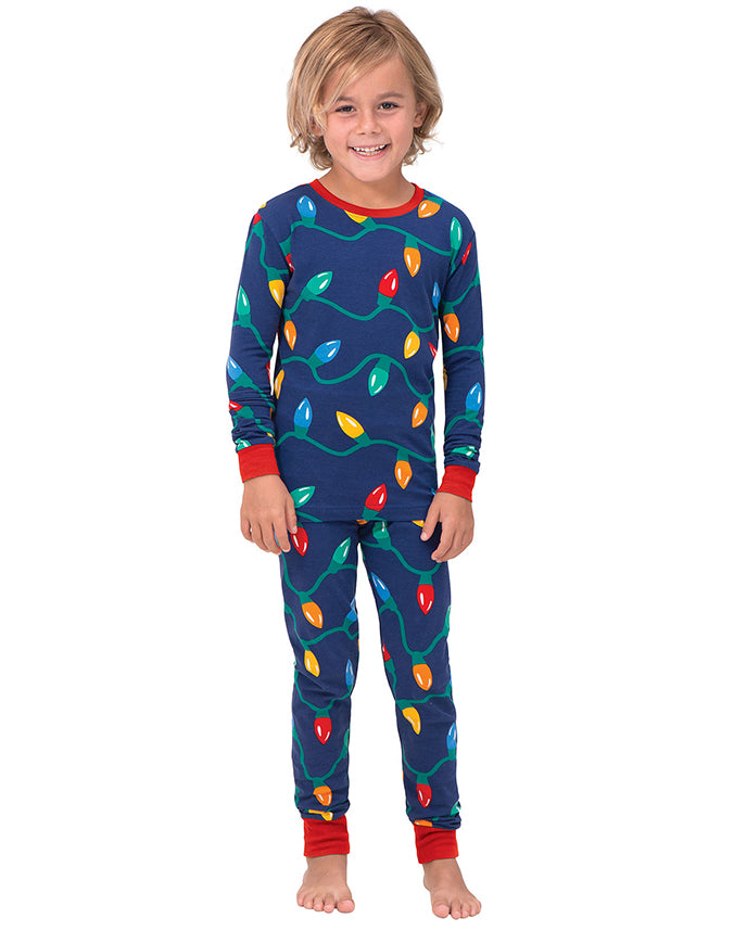 Boys matching Christmas lights cotton pajama set - Alice Apparel