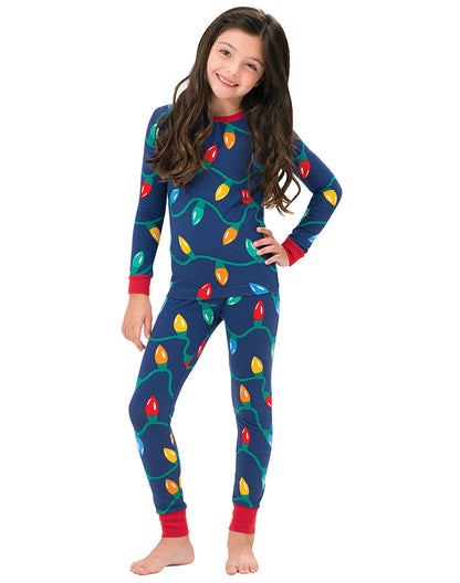 Girls matching Christmas lights long sleeve pajama set - Alice Apparel