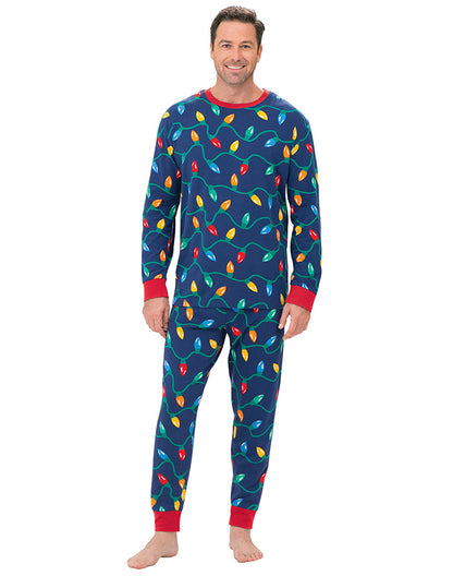 Men's matching Christmas lights cotton pajama set - Alice Apparel