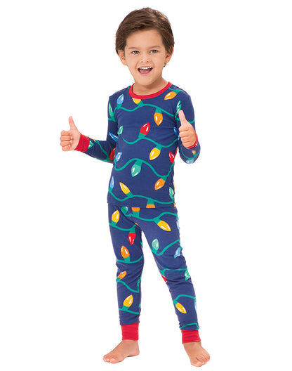 Toddler boys matching Christmas lights pajama set - Alice Apparel